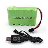 Gecoty® 6V NiMH Akku, 2400mAh wiederaufladbarer AA RC Batterie mit SM 2P Stecker und...