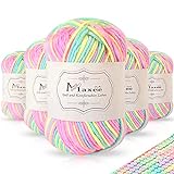 Maxee Handstrickgarn, 5x50 g Häkelgarn, Bunt Farbverlauf Acrylgarn zum Stricken, Weicher...