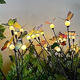 BomKra Solarlampen für Außen Garten,6 Stück 48LED Schmetterling Glühwürmchen...