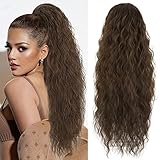 Ponytail Extension Pferdeschwanz Haarteil Braun Locken mit Kordelzug lang...