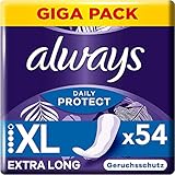 Always Dailies Protect Slipeinlagen Damen, Extra Long (54 Binden) Giga Pack,...