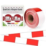 Absperrband 500m x 80 mm Flatterband rot weiß Baustelle Feuerwehr Polizei im...