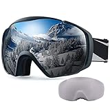 OutdoorMaster Unisex Premium Skibrille mit Schutzhülle, Snowboardbrille für...