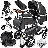 KESSER® Loops 3 in 1 Kinderwagen Kombikinderwagen Komplett-Set inkl. Babywanne & Buggy...