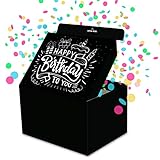 FETTIPOP Explodierende Konfetti Geschenkbox DIY (Premium Black) 18,5x14x11 cm,...