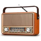 PRUNUS J-120 AM/FM/SW Retro Radio Klein, Kofferradio mit 1800mAh Akku, oder AC-Strom,...