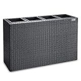 Casaria® Blumenkasten 4 Innentöpfe Polyrattan Herausnehmbar Wasserablauf Outdoor...