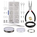 Schmuckherstellung Set,Schmuck Basteln Zubehör 912 teiliges Silber Zubehör im...