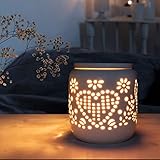 Candle-Brothers Elektrische Duftlampe aus Keramik | Romance | Weiße Duftlampe mit...