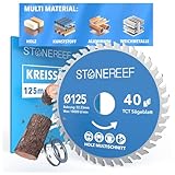 STONE REEF Sägeblatt 125x22,23 - Kreissägeblatt [inkl. Adapter auf Bohrung 20...