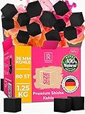 Shisha Kohle 1,25 KG 80 Würfel 26mm - 100% Organic Bio Naturkohle |ohne...