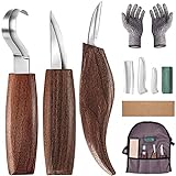 Holz-Schnitzwerkzeug Set, 7 Teiliges Holz Schnitzmesser mit Schleifsteine, Professional...