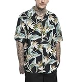 Urban Classics Herren Resort Hawaii-Hemd T-Shirt, Black/Blossom, XL