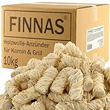 FINNAS 10 kg Holzwolle Premium Anzündwolle Anzünder Kaminanzünder 800 Stück...