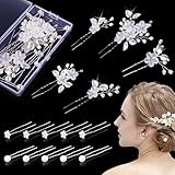 15 Stück Haarschmuck Hochzeit Set, Hochzeit Haarnadeln mit Perlen und Blume, U-förmig...