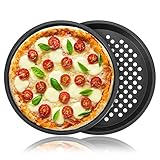 Tiamu Pizzablech Rund 30cm, Pizzaform Pizza Backblech zum Backen im Ofen, 2er...