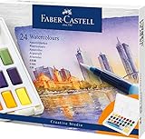 Faber-Castell 169724 - Aquarellfarben, 24 Farbnäpfchen, inkl. Mischpalette und...