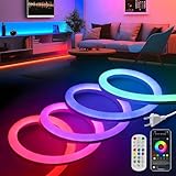 KSIBNW LED Neon Strip 20m RGBIC, LED Streifen mit Fernbedienung & App IP65 Wasserdichte...