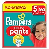 Pampers Windeln Pants Größe 5 (12-17kg) Baby-Dry, Junior mit Stop- und Schutz...