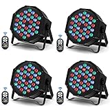 4 Stück 36 LED Par Scheinwerfer Bühnenlicht RGB DMX512 Disco licht mit Fernbedienung...