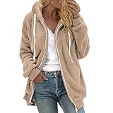 duxyoz Fleece-Sweatshirt mit Kapuze für Damen, langärmelig, Teddyjacke, Winter, weich,...