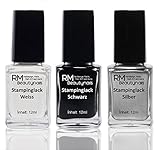 Stampinglack Set Weiss Schwarz Silber Nail Stamping Lack Stempellack Nageldesign...