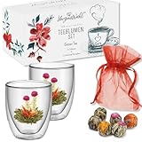 HerzensWahl Teeblumen Geschenkset | 6x Teeblumen, 2x Teetassen & Geschenkbox |...