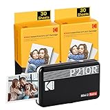 KODAK Mini 2 Retro 4PASS Mobiler Fotodrucker (5,3x8,6cm) - Paket met 68 Blatts,...