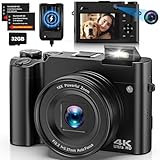 4K Digitalkamera Fotokamera Dual Kamera 64 MP Autofokus Vlogging Fotokamera mit 32GB...