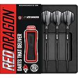 RED DRAGON Razor Edge Black 22 Gramm Dartpfeile Tungsten Profi Steel Darts mit Flights und...