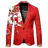 RUMAOZIA Weihnachtsjacke Herren Slim Fit Blazer 3D Gedruckt Xmas Anzugjacke Klassisch V...