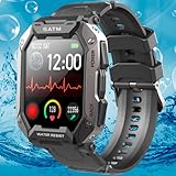 Militär Smartwatch für Herren 1,72 Zoll Große HD Fitnessuhr 5ATM Wasserdicht Outdoor...