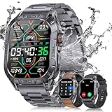 LIGE Militär Smartwatch Herren mit drei Armbändern,1,96'HD AMOLED Smart Watch für...