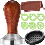 Practimondo 51mm Espresso Tamper Set inkl. Tampermatte und Deko-Schablonen - Der Deluxe...