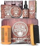 Viking Revolution - Bartkamm & Bartbürste Set Für Männer - Natürliche Bart bürste...