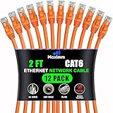 Maximm Cat 6 Ethernet-Kabel 0,6 m (12er-Pack) – Hochgeschwindigkeits-LAN-Kabel,...