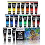 Artecho Acrylfarben Set 18 x 36 ml, Acrylic Paint Set, Wasserfest und Lichtecht, Schnell...