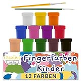 Creative Deco Fingerfarben Kinder Ungiftig Bastel-Farbe Plakat-farbe Set | 20 ml x 12...