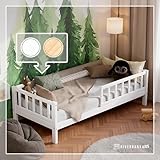 RIVERBANK Kinderbett 90x200 mit rausfallschutz. (weiß) Kleinkind Jugendbett...