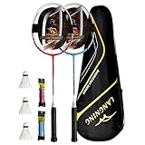 LANGNING badmintonschläger Set 2, Federballschläger 24Lbs Nur 85g, hohe Qualität Profi...