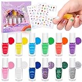 Nail Nagellack Set für Kinder, 12 Farben Ungiftiger Kindernagellack Peel-Off Nagelset mit...