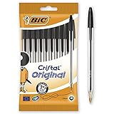 BIC 830864 Kugelschreiber Cristal Medium, 10 Kulis in Schwarz, Strichstärke 0,4...