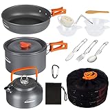 OVERMONT Camping Kochgeschirr Set Outdoor Geschirr Set Kochtopf Set Grillgeschirr Picknick...