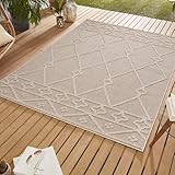 SIMPEX Outdoor Teppich, Berber Design, Teppich Beige, 140 x 200 cm, Teppich...