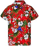 King Kameha Funky Hawaiihemd, Kurzarm, Cherryparrot New, Rot, M