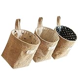 BESYLO Baumwolle Leinen Aufbewahrungstasch, 3pcs Baumwolle Leinen Hamper, abnehmbar,...