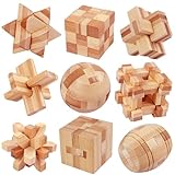 Qanmua 9 Stück Knobelspiele Holz, Geduldspiele IQ Puzzle Set 3D Puzzle Brainteaser...