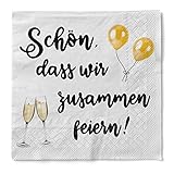 Sovie HORECA Tissue Serviette Schön, dass wir zusammen feiern/Sekt | Sektglas Party Feier...