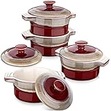 Förmchen Steinzeug, LOVECASA 4 teiliges Muffins Förmchen Set mit Deckel, mini...