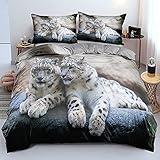 DXHOME Leopard Bettwäsche 135x200 3D Effekt Tiermotiv Bettwäsche 2er Set Weich...